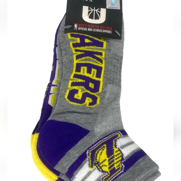NBA Other - LA Lakers NBA Socks Men's Shoe Size 6-12 Pack Of 3 1/4 Cut